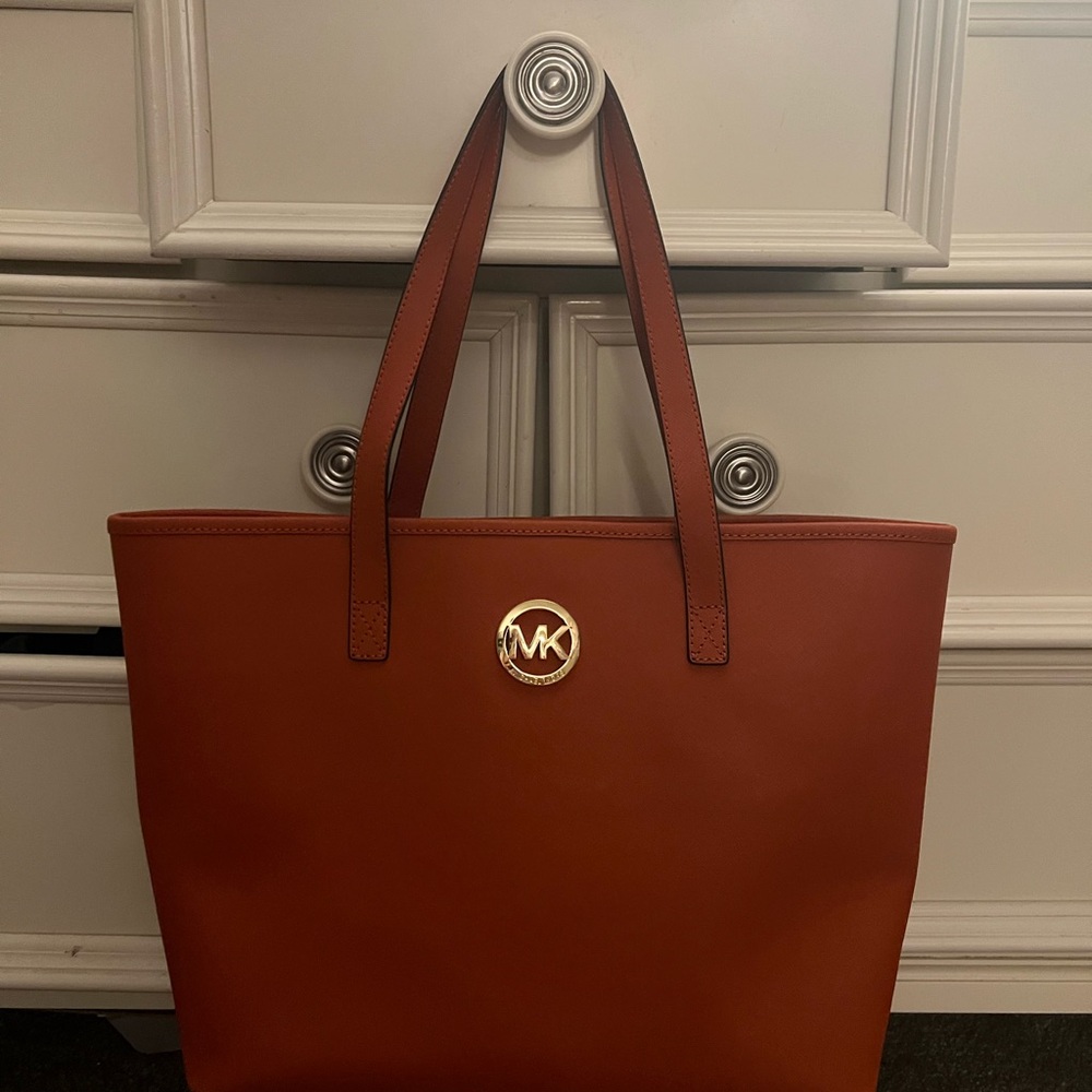 Michael Kors Orange Saffiano Leather Tote